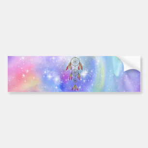Beautiful trendy whimsical  dream-catcher feathers bumper sticker
