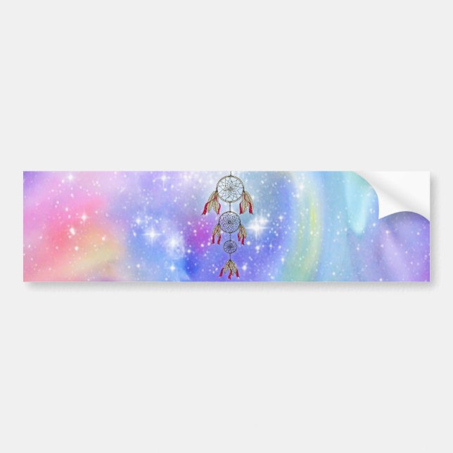 Beautiful trendy whimsical  dream-catcher feathers bumper sticker (Front)