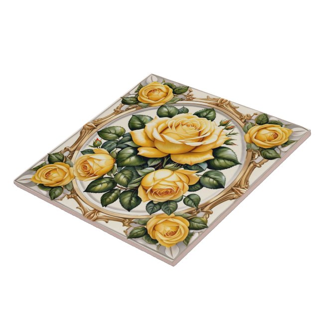Beautiful Trendy Yellow Rose Collection Tile (Side)