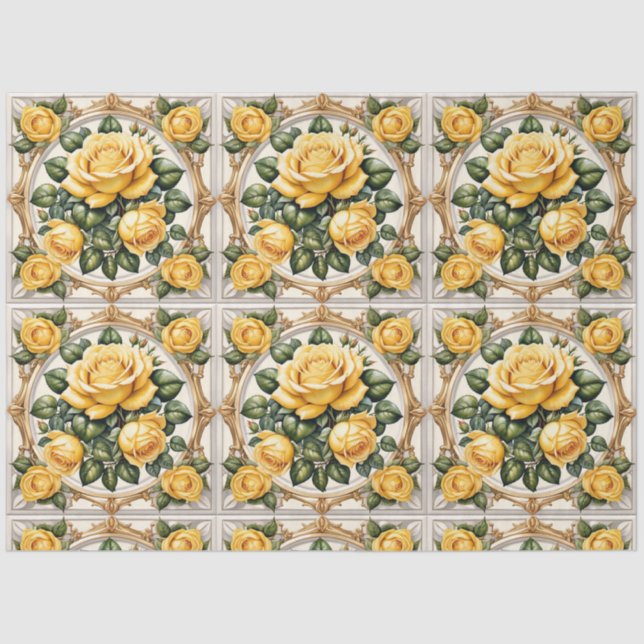 Beautiful Trendy Yellow Rose Collection Tissue Paper (Front)