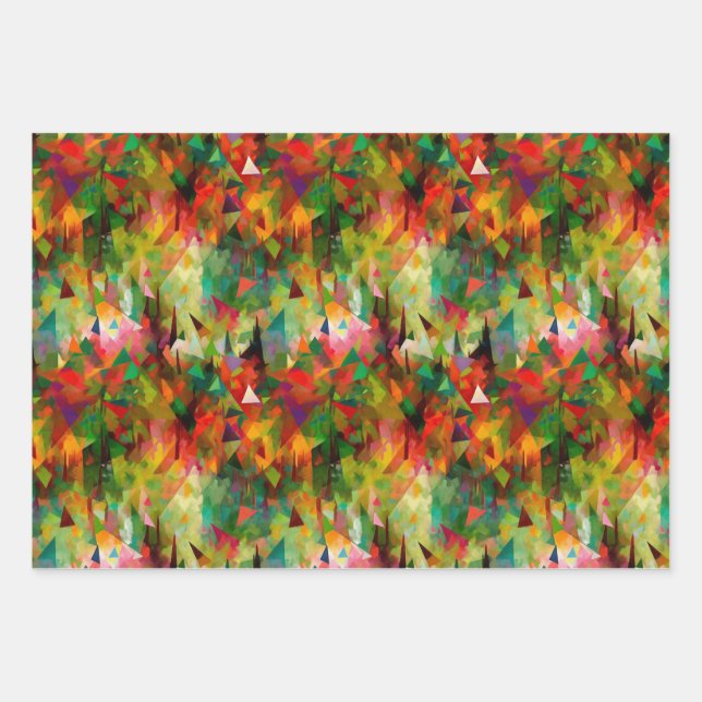 Beautiful Triangles Impressionist Painting Pattern Wrapping Paper Sheet (Front)