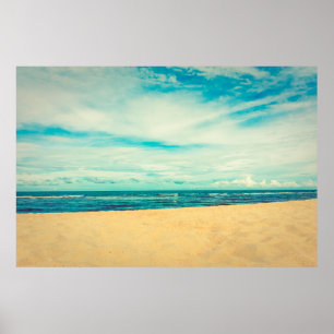 Beautiful tropical beach and sea landscape travel poster