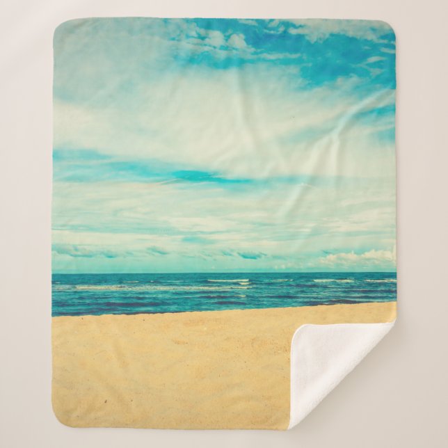 Beautiful tropical beach and sea landscape travel  sherpa blanket (Front)