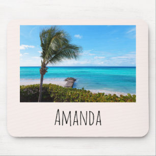 Beautiful Tropical Beach Breezy Palm Tree Mouse Mat