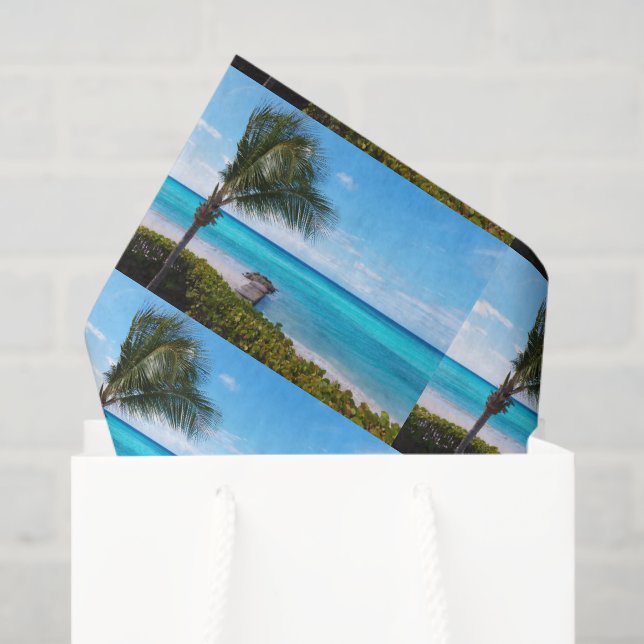 Beautiful Tropical Beach Breezy Palm Tree Pattern Tissue Paper (Gift Bag)