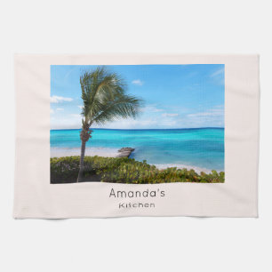 Beautiful Tropical Beach Breezy Palm Tree Tea Towel