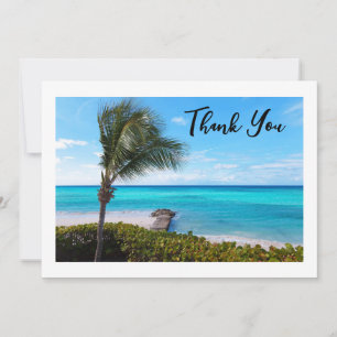 Beautiful Tropical Beach Breezy Palm Tree Thank You Card