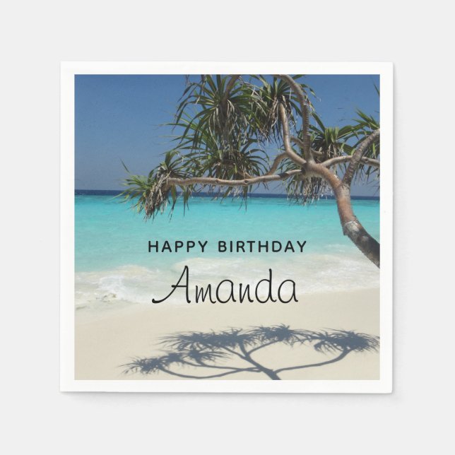 Beautiful Tropical Beach Ocean Paradise Birthday Napkin (Front)