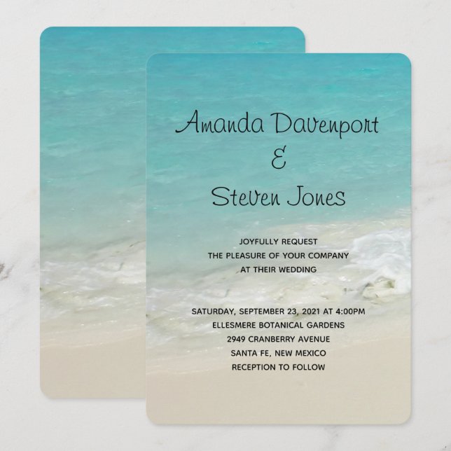 Beautiful Tropical Beach Ocean Paradise Wedding Invitation (Front/Back)