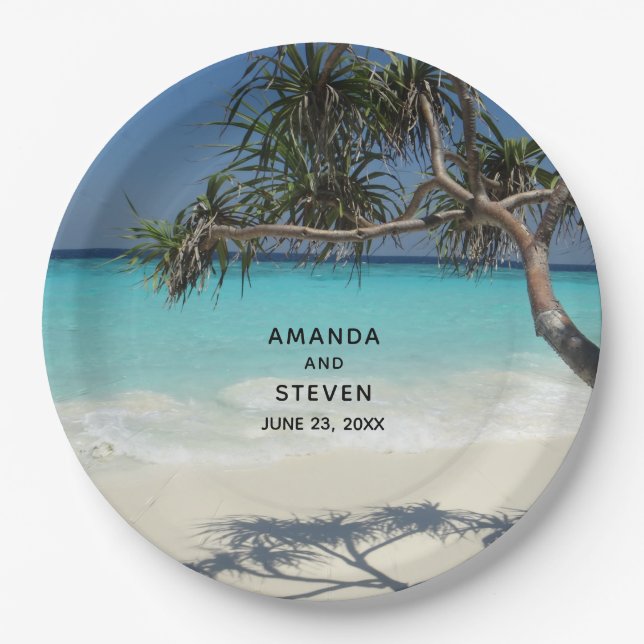 Beautiful Tropical Beach Ocean Paradise Wedding Paper Plate (Front)