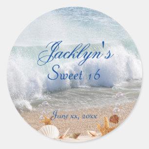 Beautiful Tropical Beach Sweet 16 Classic Round Sticker