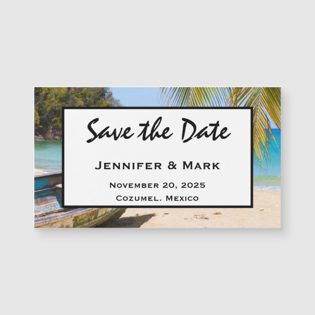 Beautiful Tropical Beach Wedding Save the Date (Front)