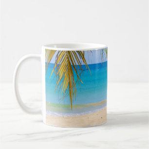 Beautiful Tropical Beach with a Rowboat Coffee Mug