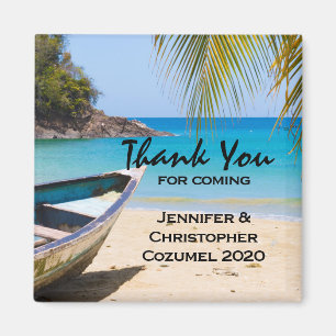 Beautiful Tropical Beach with a Rowboat Wedding Magnet