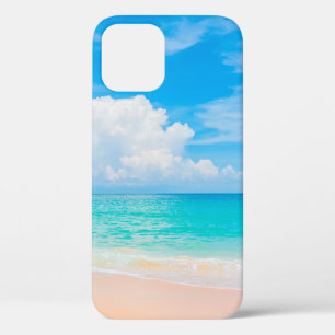 Beautiful tropical beach with blue sky and white c iPhone 12 case