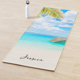 Beautiful Tropical Beach with Script  Yoga Mat