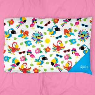 Beautiful Tropical Birds Colorful Paradise Pattern Pillowcase