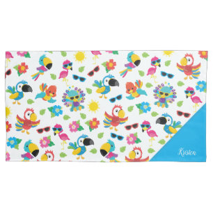 Beautiful Tropical Birds Colourful Paradise Patter Pillowcase