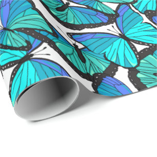 Beautiful Tropical Blue Morpho Butterflies Print Wrapping Paper