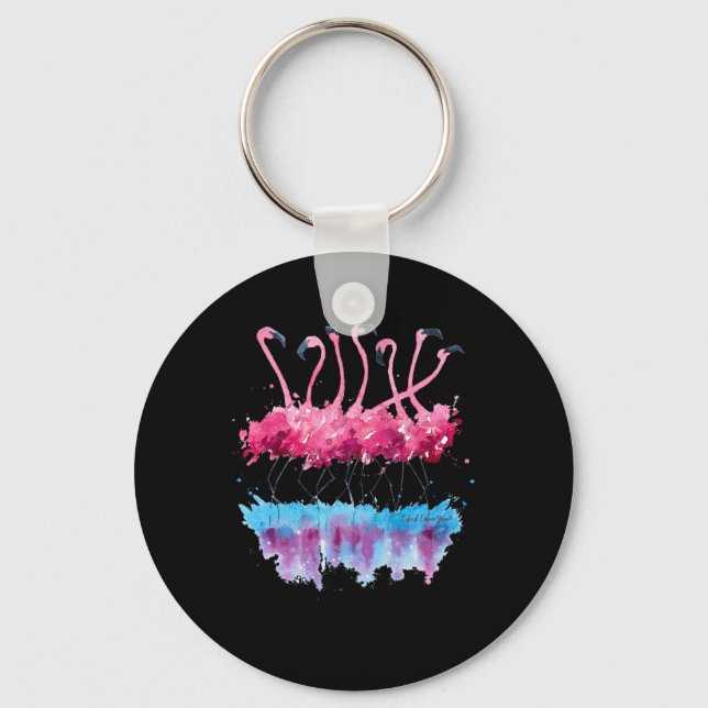 Beautiful Tropical Dancing Pink Flamingos  Key Ring (Front)