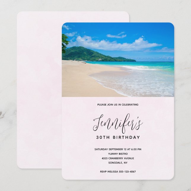 Beautiful Tropical Destination Beach Birthday Invitation (Front/Back)