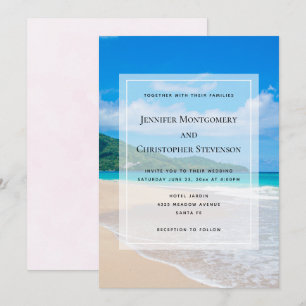 Beautiful Tropical Destination Sandy Beach Wedding Invitation