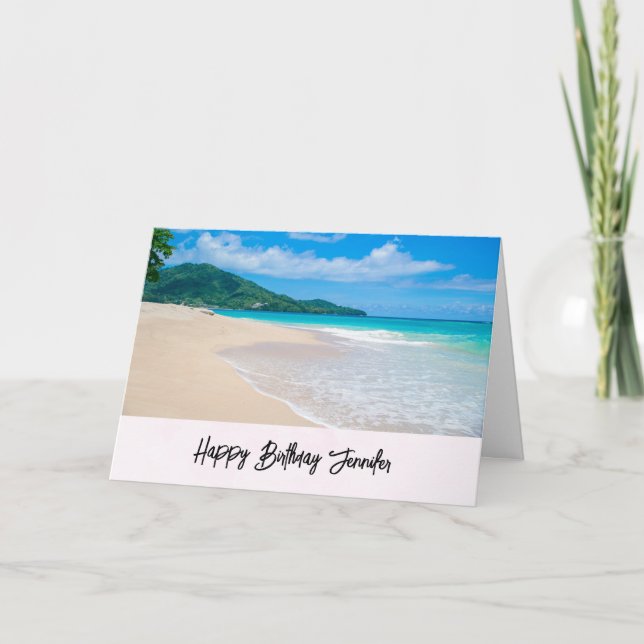 Beautiful Tropical Destination Scenic Beach Card (Front)