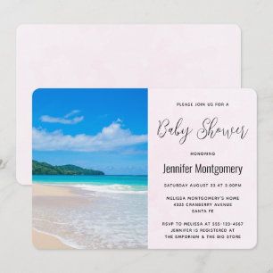 Beautiful Tropical Destination Scenic Beach Shower Invitation