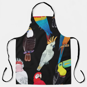 Beautiful tropical exotic parrot birds. vintage se apron