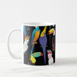 Beautiful tropical exotic parrot birds. vintage se coffee mug