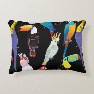 Beautiful tropical exotic parrot birds. vintage se decorative cushion
