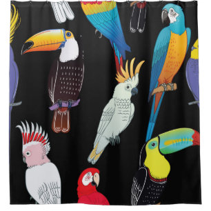 Beautiful tropical exotic parrot birds. vintage se shower curtain
