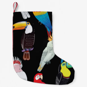 Beautiful tropical exotic parrot birds. vintage se small christmas stocking