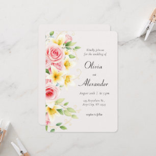 Beautiful Tropical Floral Wedding Invitation