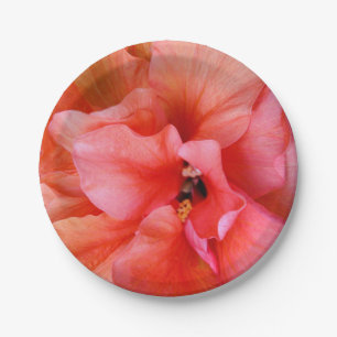 Beautiful Tropical Flower Coral Pink Orange Party Paper Plate