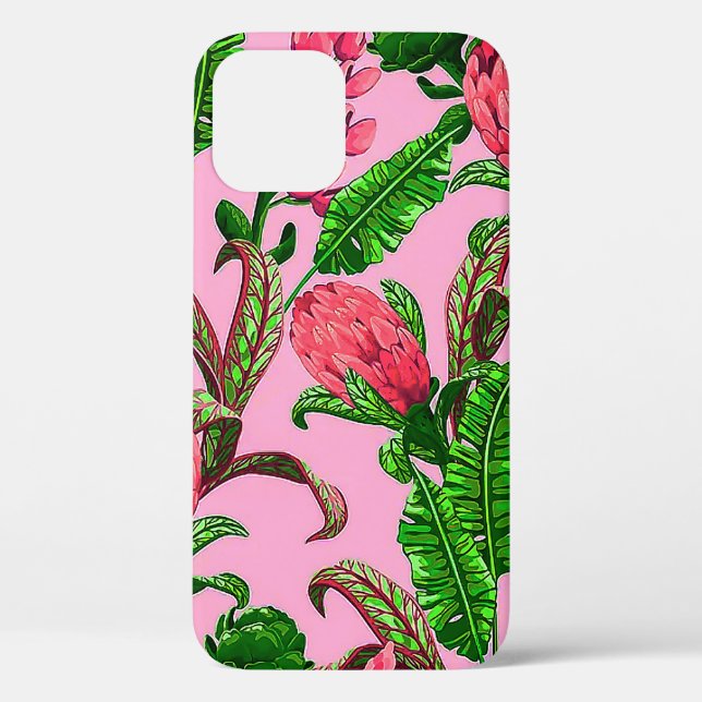 Beautiful Tropical Green Leaves with Red Flowers | Case-Mate iPhone Case (Back)