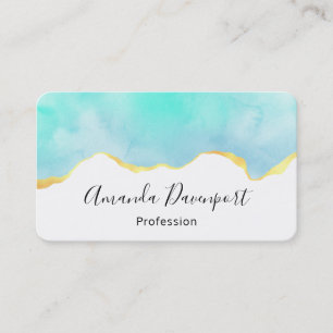 Beautiful Tropical Green with Gold Border Business Card