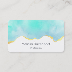 Beautiful Tropical Green with Gold Border Business Card