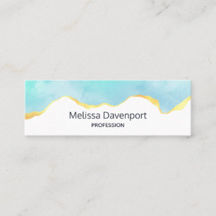 Beautiful Tropical Green with Gold Border Mini Business Card