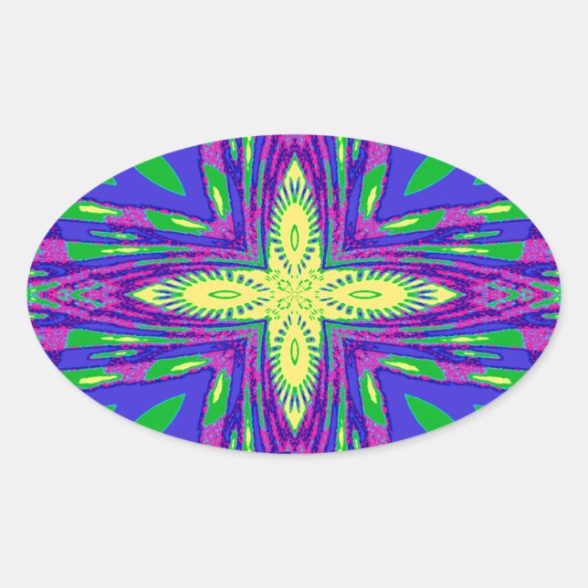 Beautiful Tropical Hakuna Matata Kanga Artwork. Oval Sticker (Front)