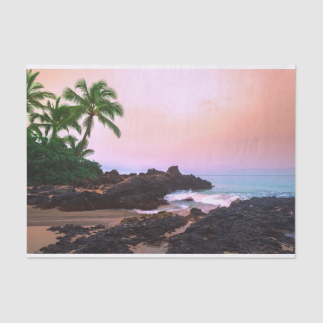 Beautiful Tropical Hawaiian Island Beach Sunset Tissue Paper (Front)