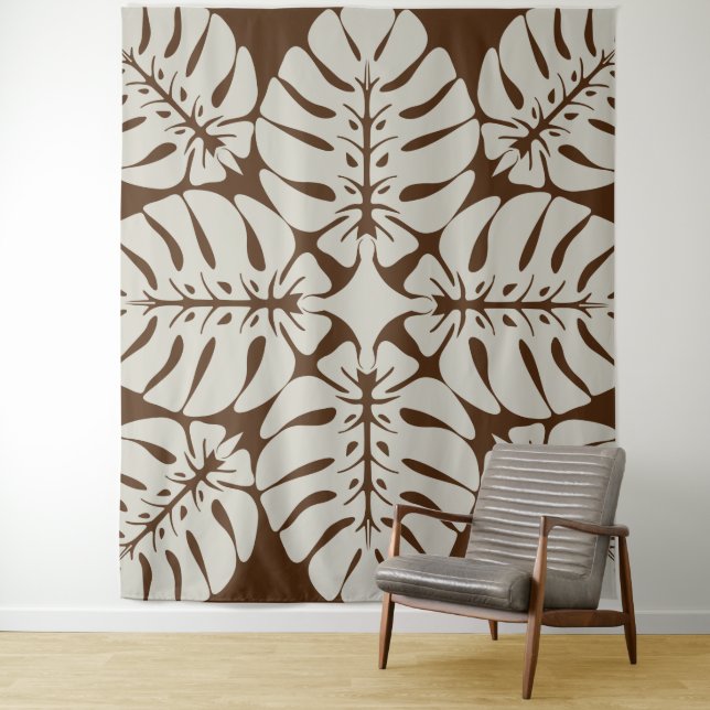 Beautiful Tropical Hawaiian quilt block tapestry (In Situ)