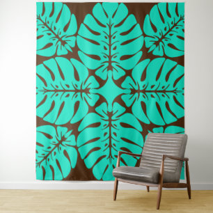 Beautiful Tropical Hawaiian quilt block tapestry