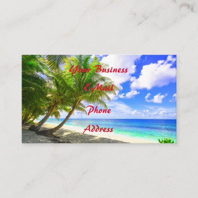 Beautiful Tropical Island Beach Escape Business Card (Front)