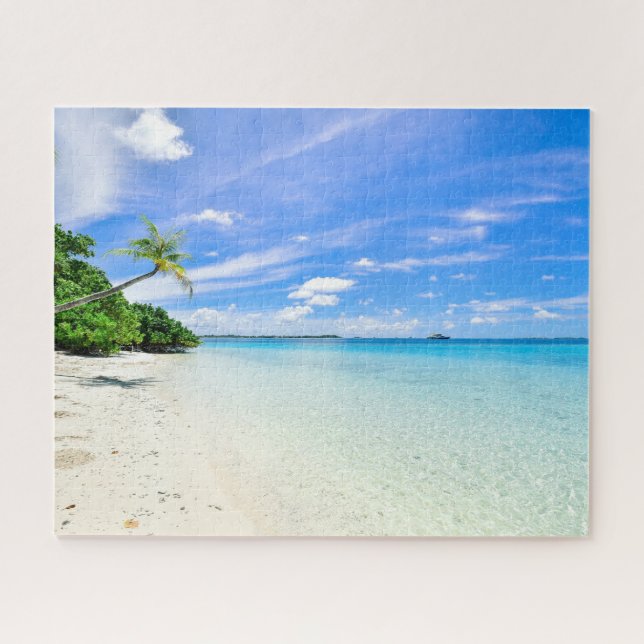 Beautiful Tropical Island Beach With Palm Trees Jigsaw Puzzle (Horizontal)