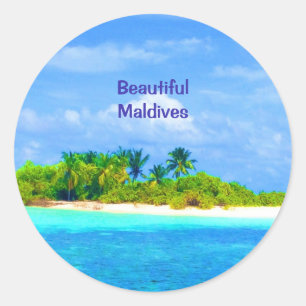 Beautiful Tropical Island in the Maldives Classic Round Sticker