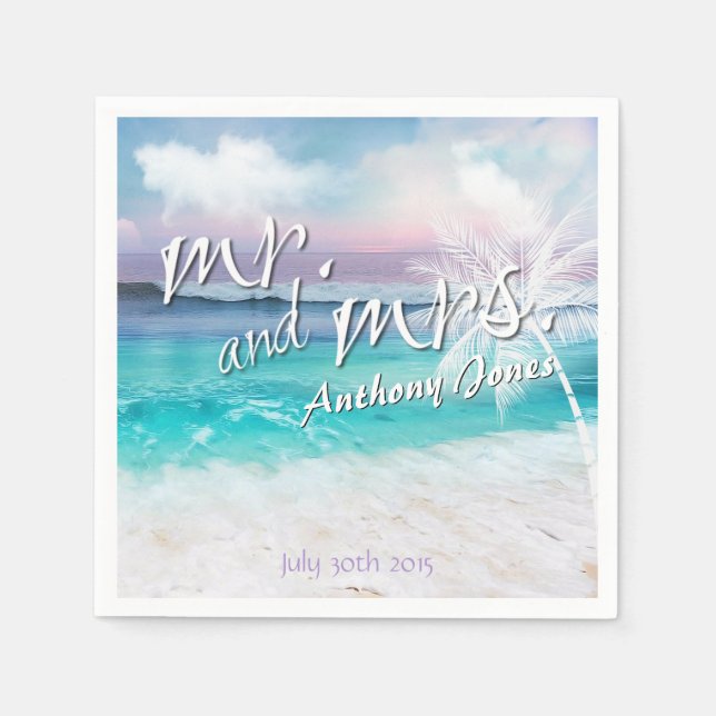 BEAUTIFUL TROPICAL OCEAN SUNRISE PAPER NAPKINS (Front)