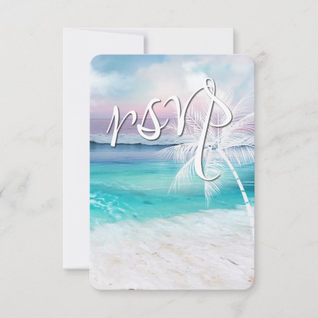 BEAUTIFUL TROPICAL OCEAN SUNRISE RSVP Wedding (Front)
