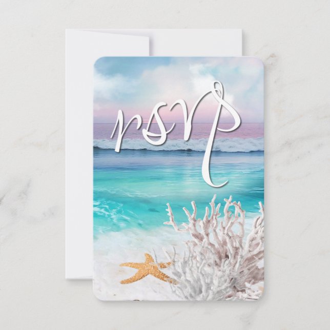 BEAUTIFUL TROPICAL OCEAN SUNRISE RSVP Wedding (Front)