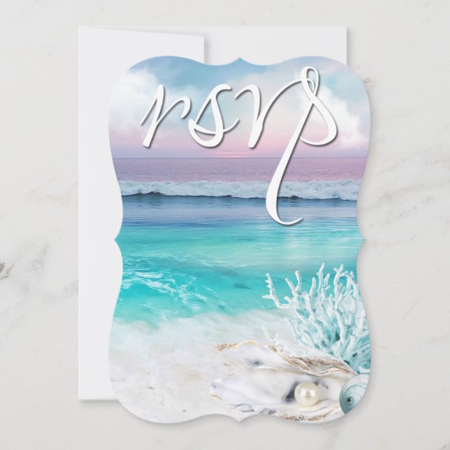 BEAUTIFUL TROPICAL OCEAN SUNRISE RSVP Wedding Invitation (Front)